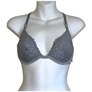 Victoria’s Secret gray flower lace soft bra underwire Size 34c